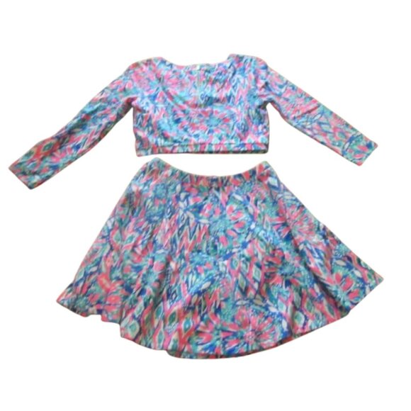 Lilly Pulitzer Carlita Set 2-Piece Crop Top & Skort Large Vibrant Pattern Cotton - Picture 9 of 12